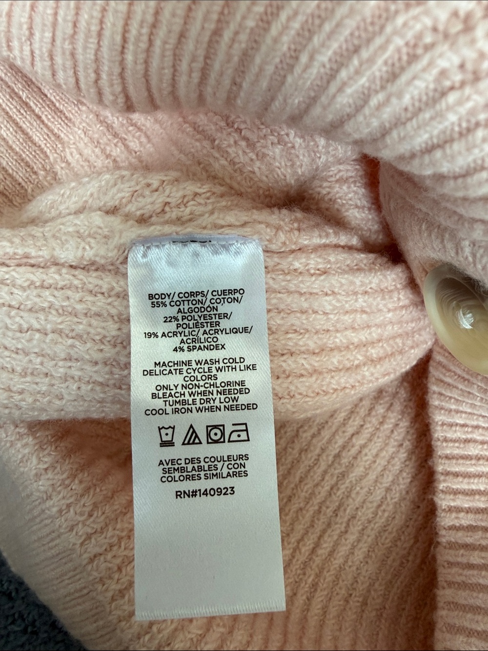 LOFT Light Pink Button-Front Ribbed Cardigan - Picture 4 of 4
